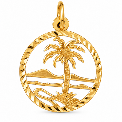 14k Yellow Gold Palm Trees Charm