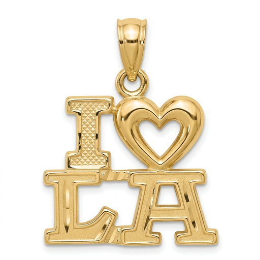 14k Yellow Gold I Love LA Charm