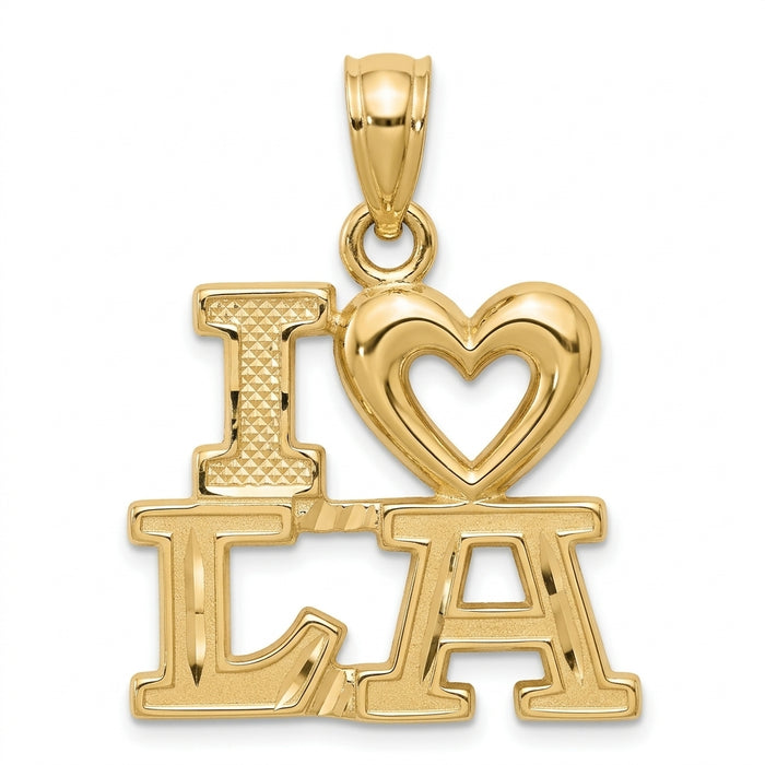 14k Yellow Gold I Love LA Charm