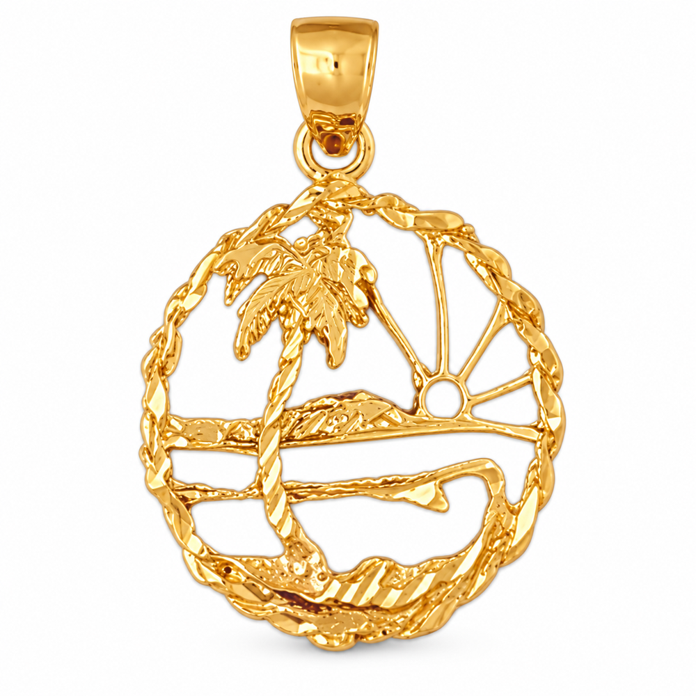 14k Yellow Gold Palm Trees Charm