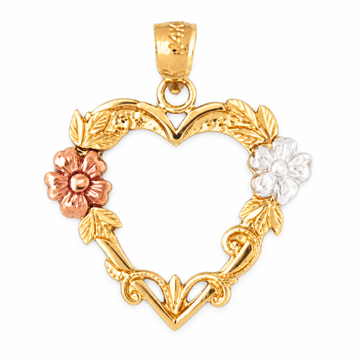 14k Gold Tri Color Heart Charm