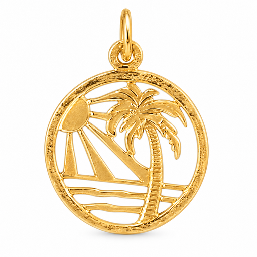 14k Yellow Gold Palm Trees Charm