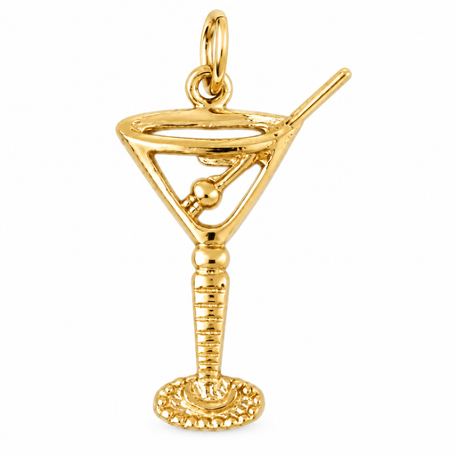 14k Yellow Gold 3-D Martini Charm