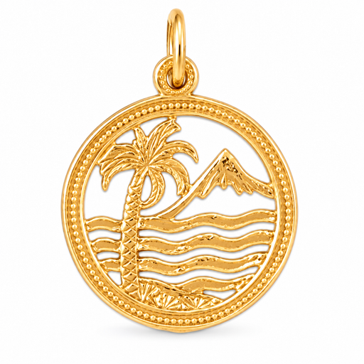 14k Yellow Gold Palm Trees Charm