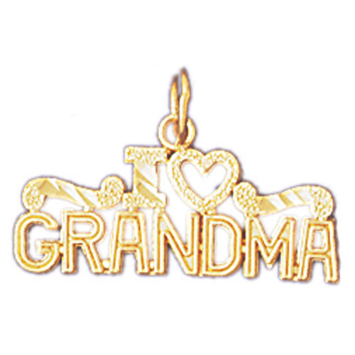 14k Yellow Gold I Love Grandma Charm