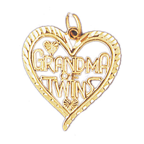14k Yellow Gold Grandma Of Twins Charm