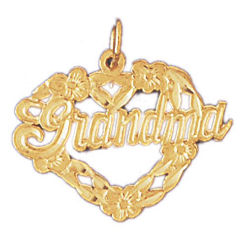 14k Yellow Gold Grandma Charm