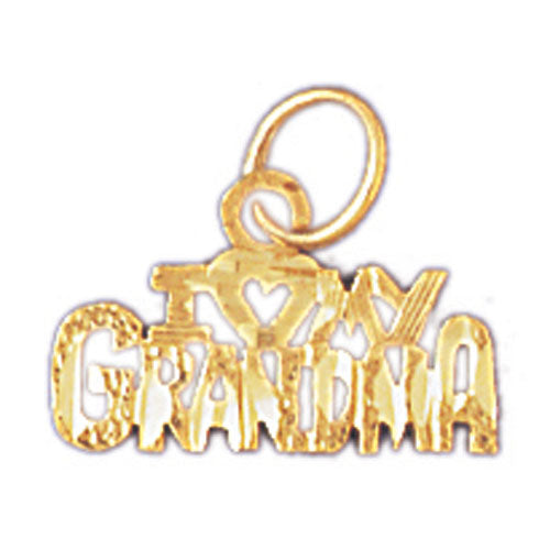 14k Yellow Gold I Love My Grandma Charm