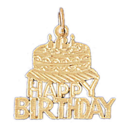 14k Yellow Gold Happy Birthday  Charm