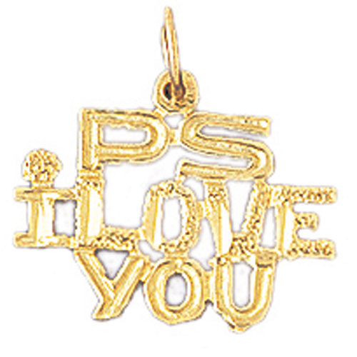 14k Yellow Gold PS I Love You Charm