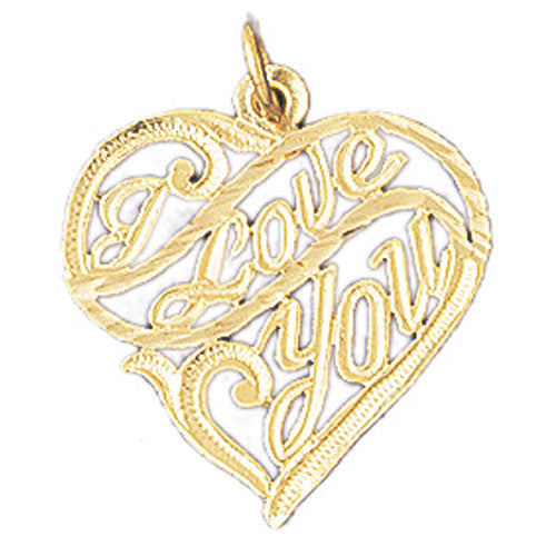 14k Yellow Gold I Love You  Charm