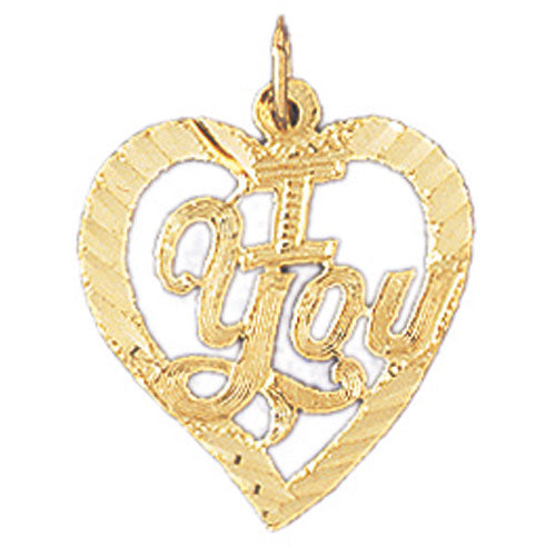 14k Yellow Gold I Love You Charm