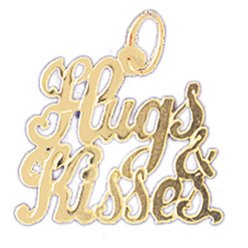 14k Yellow Gold Hugs and Kisses Charm