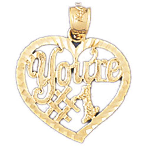 14k Yellow Gold You're #1 Charm
