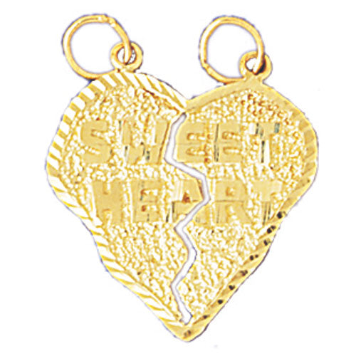 14k Yellow Gold Breakable Heart Sweetheart Charm