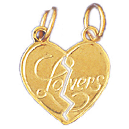 14k Yellow Gold Breakable Heart Lovers Charm