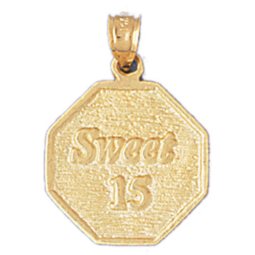 14k Yellow Gold Sweet 15 Medallion Charm