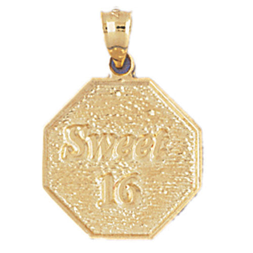 14k Yellow Gold Sweet 16 Medallion Charm