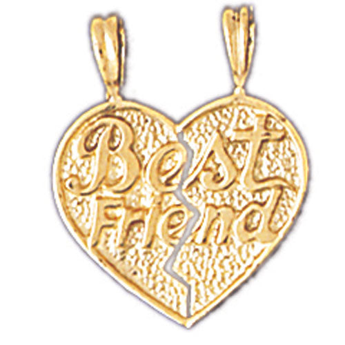 14k Yellow Gold Breakable Best Friend Heart Charm