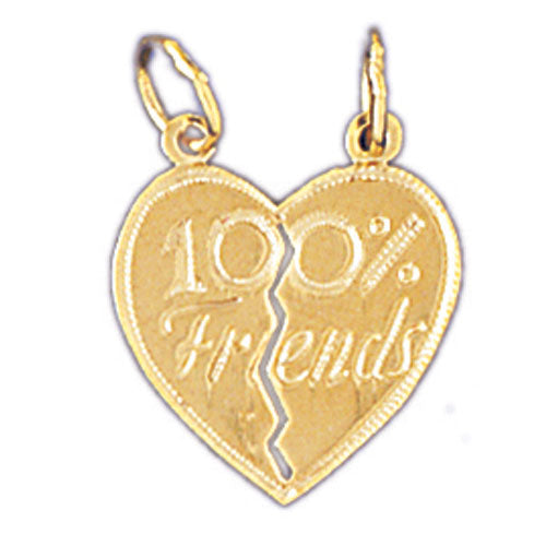 14k Yellow Gold Breakable 100% Friends Heart Charm