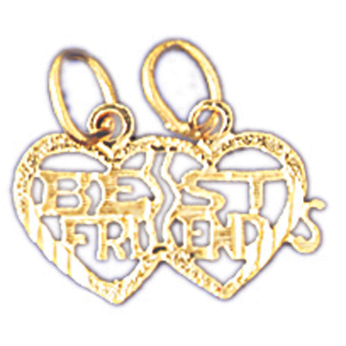 14k Yellow Gold Breakable Best Friends Heart Charm