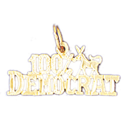 14k Yellow Gold 100% Democrat Charm
