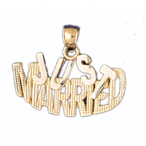 14k Yellow Gold Just Married Charm