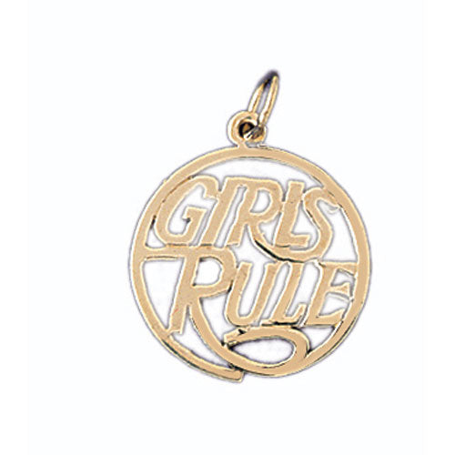 14k Yellow Gold Girls Rule Charm