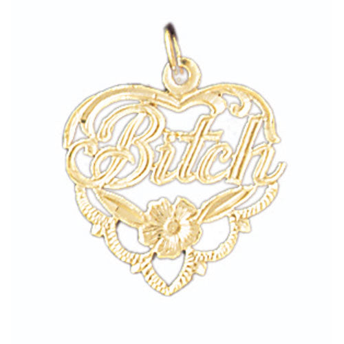 14k Yellow Gold Bitch Charm