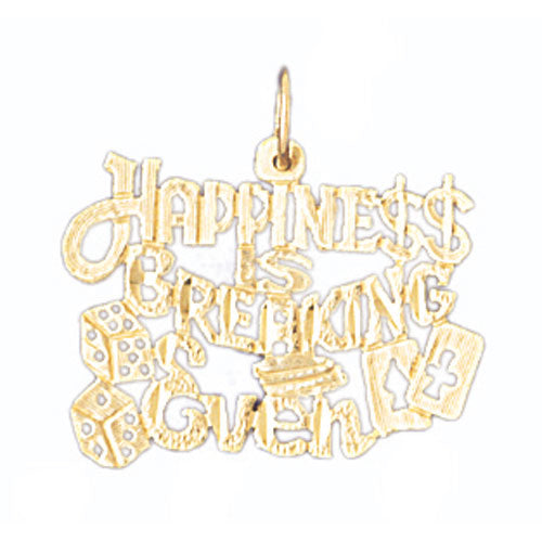14k Yellow Gold Happiness is breaking even Charm