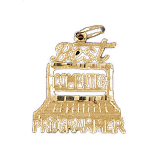 14k Yellow Gold Best Computer Programmer Charm