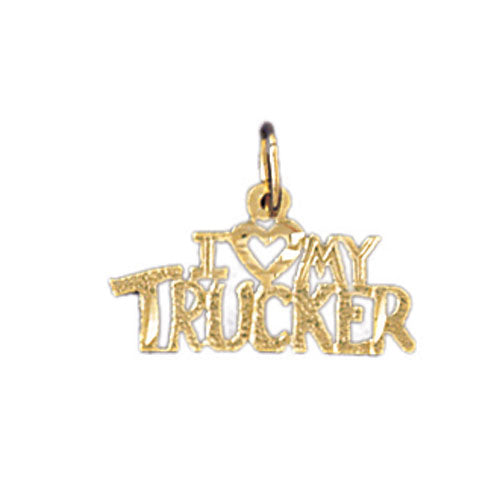 14k Yellow Gold I love my trucker Charm