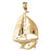 14k Yellow Gold Sailboat with Dolphin Charm