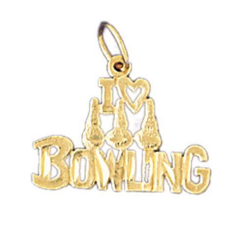 14k Yellow Gold I love bowling Charm