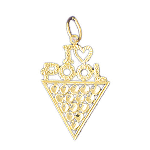 14k Yellow Gold I love pool Charm