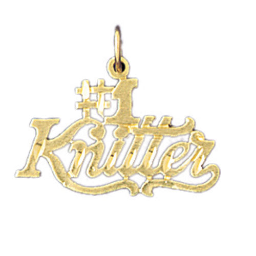 14k Yellow Gold #1 Knitter Charm