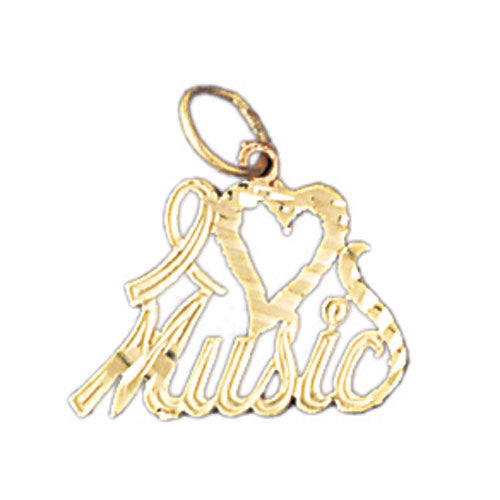 14k Yellow Gold I love music Charm