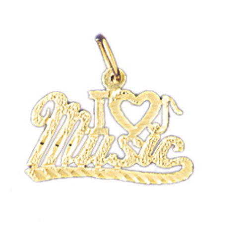 14k Yellow Gold I love music Charm