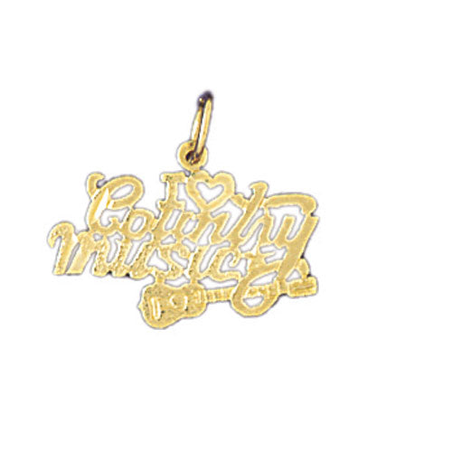 14k Yellow Gold I love country music Charm
