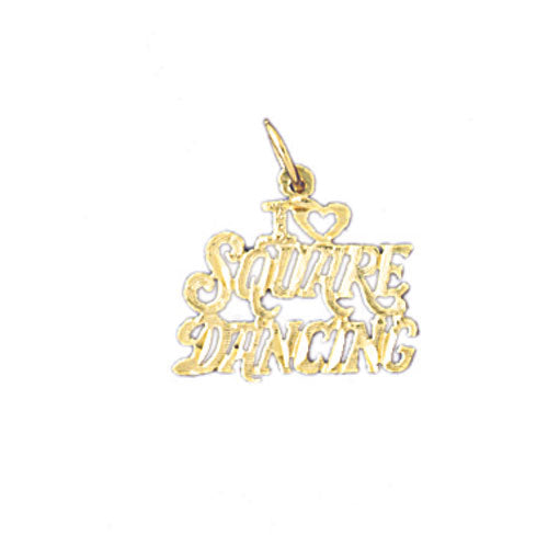 14k Yellow Gold I love square dancing Charm