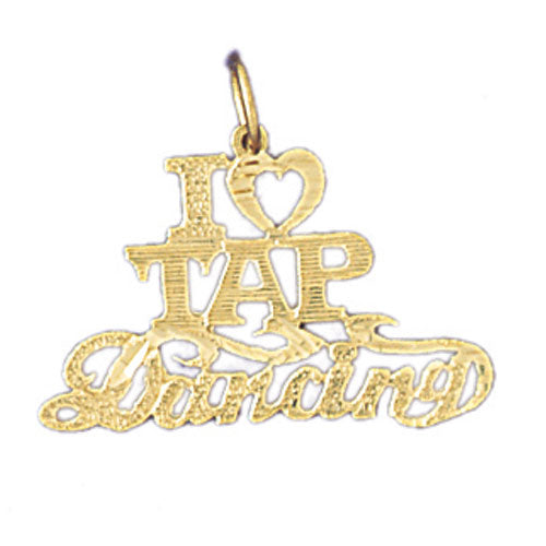 14k Yellow Gold I love tap dancing Charm