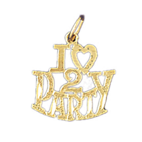 14k Yellow Gold I love 2 party Charm
