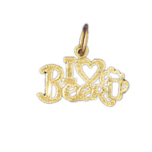 14k Yellow Gold I love beer Charm
