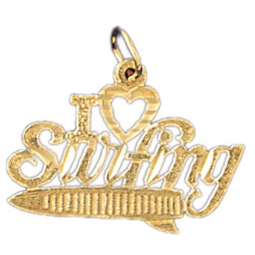 14k Yellow Gold I love surfing Charm