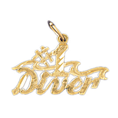 14k Yellow Gold #1 Diver Charm