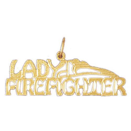 14k Yellow Gold Lady Firefighter Charm