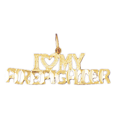 14k Yellow Gold I love my firefighter Charm