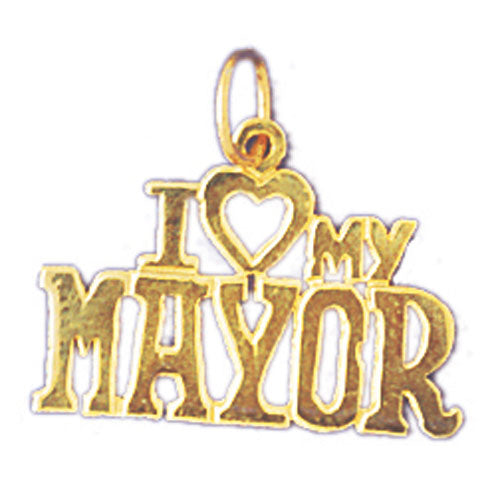 14k Yellow Gold I love my mayor Charm