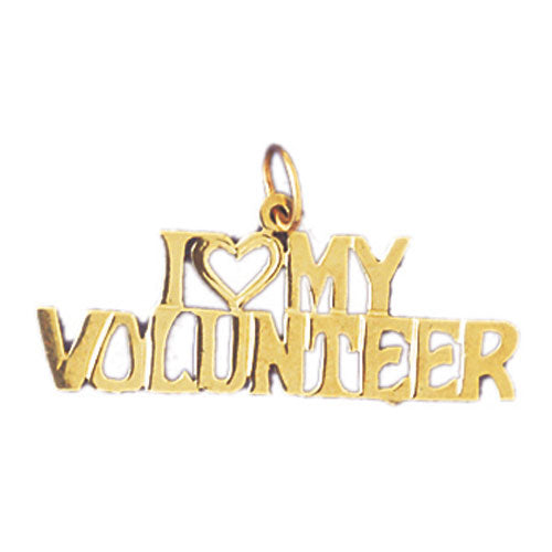 14k Yellow Gold I love my volunteer Charm