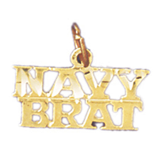 14k Yellow Gold Navy Brat Charm